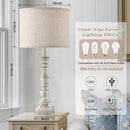 Set of 2 Farmhouse Table Lamps for Living Room, 29.5" Inch Tall Rustic Bedrooms Nightstand Table Lamp with USB-C & USB-A Charging + AC Outlet, Pull Chain Bedside Lamp for End Table, Antique White by CozyNest Decor