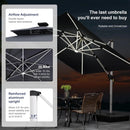 PURPLE LEAF 11 Feet Double Top Deluxe Solar Powered LED Square Patio Umbrella Offset Hanging Umbrella Outdoor Market Umbrella Garden Umbrella, Grey by GreenHaven Gardens