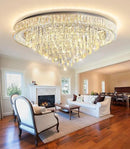 Crystal Chandeliers Modern LED Dimmable Flush Mount Ceiling Chandeliers for Living Room High Ceiling Entrance Foyer Bedroom Dining Room by CozyNest Decor