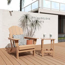 WO Home Furniture Adirondack Chair Table Set of 2 PCS Outdoor Folding Chair w Side Table Weather/UV Resistant for Lawn, Garden, Bon Fire, Balcony (Teak) by GreenHaven Gardens