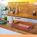Prosumers Choice Wooden Tray - Dark Wood Serving Trays with Handles - Nesting Design for Space Saving - Wooden Serving Tray for Food, Drinks, Snacks - Set of 3 by CozyNest Decor