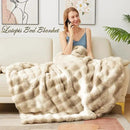 Latepis Soft Luxury Faux Fur Bubble Blanket, Thick Warm Cozy Twin Blankets for Couch, Plush Fluffy Blankets for Sofa and Bedroom, Fuzzy Blanket for Women Gift, 60” x 80”, Tie-dye Camel, 860GSM by CozyNest Decor