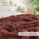Chunky Knit Blanket Throw, 100% Hand Knit Throw Blanket Handmade Chenille Cable Knit Throw for Couch, Stylish Cozy Soft Rope Knot Crochet Blanket for Home Decor, Copper Brown, 50x60 Inches by CozyNest Decor
