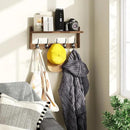 AMBIRD Wall Hooks with Shelf - Wooden Entryway Organizer with 5 Dual Hooks, Retro Wall-Mounted Coat Hook Rack for Bathroom, Living Room, Bedroom (17.12 Inch) by CozyNest Decor