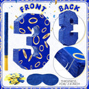Number 3 Blue and Golden Rings Piñata for Kids Birthday Cartoon Theme Small Piñata with Blindfold Stick Confetti for Fiesta Cinco De Mayo Party Decor, 15.8 x 11 x 2.8 Inch by TinyTreasures Baby Boutique