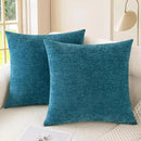 CaliTime Throw Pillow Covers Decorative 24 X 24 Inches Pack of 2 Cozy Chenille Cushion Cases for Couch Sofa Bed Living Room Home Ocean Blue by CozyNest Decor