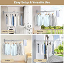 Bakala Clothes Drying Rack, Laundry Drying Rack Foldable, Heavy-Duty Space Saving Hangers, Wall Mounted Clothing Racks for Laundry Room Organization, Folding, Retractable 64" Clothes Dryer (Silver) by CozyNest Decor