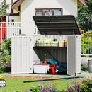 ZZM Large Outdoor Storage Shed, 48 Cu Ft Resin Versatile Storage Cabinet for Patio Accessories, Trash Cans & Garden Tools, Durable Horizontal Storage Box with Lockable Lid (White) by GreenHaven Gardens