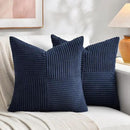 Fancy Homi 2 Packs Navy Blue Decorative Throw Pillow Covers 18x18 Inch for Living Room Couch Bed, Rustic Farmhouse Boho Home Decor, Soft Corss Corduroy Patchwork Textured Square Cushion Case 45x45 cm by CozyNest Decor