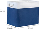 Bidtakay Large Canvas Organization Bins Set of 2 Navy Blue Rectangular Baskets 17x12x15 in for Blankets, Clothes, Towels, Dog Toys Storage by TinyTreasures Baby Boutique