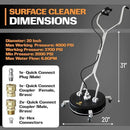 EDOU 20-Inch Dual Handle Pressure Washer Surface Cleaner, Wheels - Heavy Duty Composite Surface Pressure Washer - 4000 PSI Max - Includes 3/8-Inch Quick Connector Kit, Teflon Tape, Adapter Set by GreenHaven Gardens