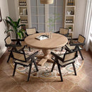 Rattan Dining Chairs Set of 6, Farmhouse Wicker Dining Chairs with Cane Seat Accent Armchair for Dining Room Kitchen Restaurant, Walnut by CozyNest Decor