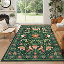 Moynesa Boho Bird 6x9 Area Rugs, Washable Ultra-Thin Dark Green Rugs for Living Room, Soft, Low Pile, Indoor Boho Large Throw Carpet for Bedroom Dining Room Under Table Office Playroom by TinyTreasures Baby Boutique
