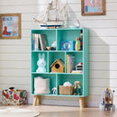LEYAOYAO 7 Cube Bookshelf 3-Tier Bookcase with Legs, Mint-Green Kids Book Shelf Cute Storage Organizer, Toy Shelves Bookshelves,Wood Display Bookcases by CozyNest Decor