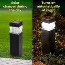 TECHKO Solar Small Bollard Rectangular Pathway Lights – 4-Pack, Dusk-to-Dawn, Weather-Resistant Outdoor LED Lighting by GreenHaven Gardens