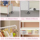2in1 Baby Diaper Caddy & Clothes Organizer and Storage Rolling Cart, Large Capacity Nursery Organization For Baby Dresser,Changing Table, Crib, With 2 Dividers & 7 Pockets,White by CozyNest Decor