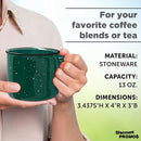DISCOUNT PROMOS Ceramic Campfire Coffee Mugs 13 oz. Set of 10, Bulk Pack - Perfect for Tea, Espresso, Cappuccino, Hot Cocoa - Green by TinyTreasures Baby Boutique