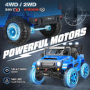 Hikole 24V Kids Ride on Car - 2 Seater, 4WD/2WD Switch, 4x200W Motor, Remote Control, 3 Speeds, LED Lights, Safety Belt, Off-Road Electric Vehicles for Boys Girls, Blue by TinyTreasures Baby Boutique