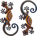 LIFFY Metal Lizard Gecko Wall Art - 2 Pack 15 Inch Metal Wall Decor, Lizard Outdoor Hanging Glass Sculpture Decoration for Yard Garden Art, Patio Fence Home, Unique Gift Ideas by GreenHaven Gardens