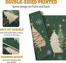 Green Christmas Tree Placemats Set of 4, 12x18 Inch Xmas Trees Snowflakes Winter Holiday Place Mats Seasonal Washable Linen Table Mats for Indoor Outdoor Kitchen Dining Party Décor by CozyNest Decor