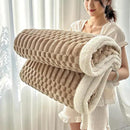 UKELER Sherpa Throw Blanket 60 × 80 inch, 470 GSM Striped Sherpa Fleece Blanket for All Season, Warm and Cozy Blankets for Couch Sofa Bed Office Camping, Camel by CozyNest Decor
