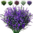 8 Pack Artificial Plants Flowers Grass Shrubs Lavender No Fade Faux Plastic Flowers Outdoor for Farmhouse Garden Porch Patio Indoor Wedding Decoration Greenery Fake Plants uv Resistant by GreenHaven Gardens