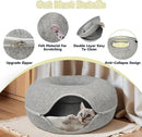 Donut Cat Tunnel Bed Peekaboo Cat Cave for Large Cats Up to 30 Lbs, Kitty Interactive Playing Tent House for Multiple Cats,Detachable,Scratch Resistant (Light Gray, Medium - 20 Inch Diameter) by CozyNest Decor