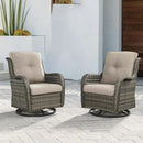 Outdoor Patio Swivel Rocker Chairs - Wicker Rattan Patio Swivel Rocking Chairs Set of 2 with High Back,Deep Seating and Comfort Cushions for Deck Porch Garden,Mixed Grey/Grey by GreenHaven Gardens