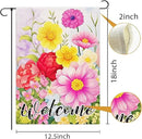 Welcome Spring Floral Garden Flags 12x18 Inch double sided,Seasonal Flowers Yard Holiday Outdoor Burlap Garden Farmhouse Decor by GreenHaven Gardens