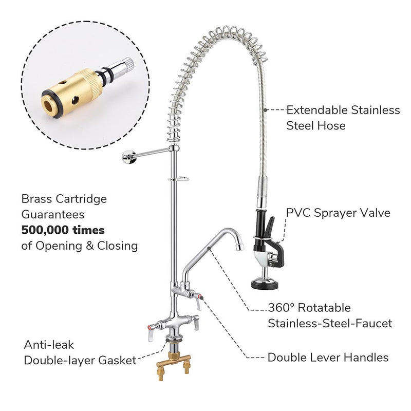 Aquaterior Kitchen Pull Out Faucet+Add-on Faucet Commercial