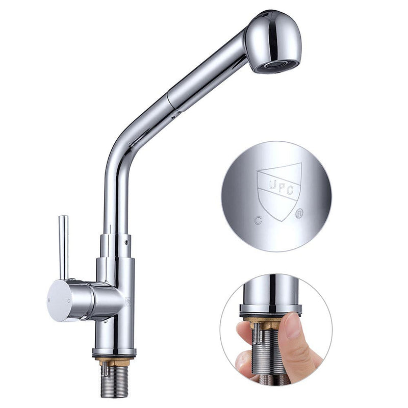 Aquaterior Pull-out Kitchen Sink Faucet 1 Handle Stainless Steel