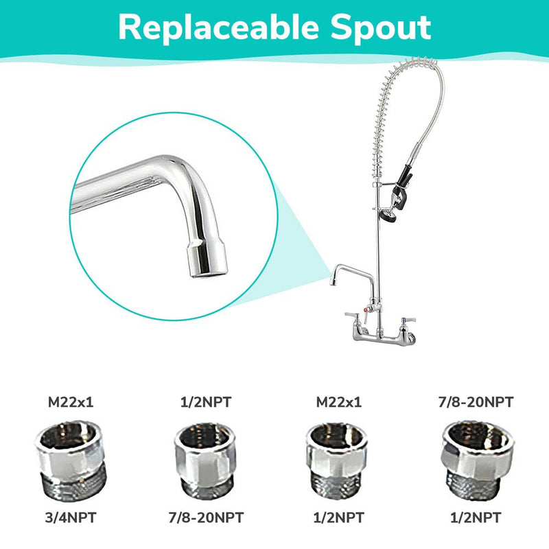 Aquaterior Comml. Pre-Rinse Kitchen Faucet Pull Down Sprayer