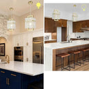 IKK Gold Crystal Pendant Light for Kitchen Island, Luxury Water Ripple Glass Chandelier Lights Fixture, Modern Elegant Adjustable Pendant Lighting for Dining Room Bedroom, E12 Bulb, L6.5'' x H11.8'' by CozyNest Decor
