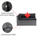 5 Pieces PE Rattan sectional Outdoor Furniture Cushioned U Sofa set with 2 Pillow Grey wicker + Black Cushion
