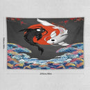 Houselerax Japanese Koi Fish Tapestries, Yin Yang Big Wave Cherry Blossom Tapestry Wall Hanging for Bedroom Living Room Office Decor 90"x60" by CozyNest Decor