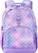 Choco Mocha Mermaid Backpack for Girls, Elementary School Backpack for Girls Ages 6-8 Kids Kindergarten Backpack Large Bookbag 18 Inch with Chest Strap, Blue Purple by TinyTreasures Baby Boutique