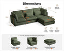 Oversized Modular Sofa, Extra Deep Cloud Corduroy Sectional Couch with Ottoman Chaise, Fluffy Chenille 4 Seat L-Shaped Sofa for Living Room, Villa (L Shape 4 Seater, Corduroy Green) by CozyNest Decor