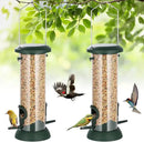 FEED GARDEN 2 Pack Tube Bird Feeders for Outdoors Hanging, Premium Hard Plastic Wild Bird Feeders with 2 Ports, Small Bird Feeder Easy-Refill&Clean, Gifts for Mom Woman, 8.5 Inch Green by CozyNest Decor
