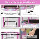 LAMERGE 55" 7-in-1 Round Trampoline for Kids Boys & Girls Ages 1-8, Indoor & Outdoor Trampoline for Fun, Adjustable Height Handrail ＆ Enclosed Safety Net ＆ Durable Designs for Toddlers Children by TinyTreasures Baby Boutique