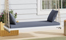 TOPMAX Patio Wooden Swing Chair with Cushion & Pillows