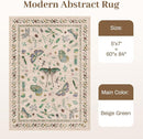5x7 Washable Area Rug with Insect Print - Bug Rug Non-Shedding Stain Resistant Soft Carpet for Bedroom, Low Pile Ultra-Thin Machine Washable Carpet for Dining Room, Kids Nursery, Office (5'x7' Beige) by TinyTreasures Baby Boutique