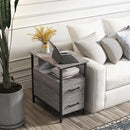 Side Table, Gray End Tables with Charging Station, Narrow End Table with Wooden Drawers, USB Ports and Power Outlets, Nightstand and Bedside Table, Side Table Living Room, Bedroom by TinyTreasures Baby Boutique
