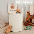 Large Woven Laundry Basket Hamper,100L Cotton Rope Storage Bin for Blankets,Toys and Clothes,Decorative Tall Nursery Hamper for Living Room,Baby Nursery,Bathroom and Bedroom,White by CozyNest Decor