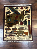 Afghan War Rug, Helicopters Tanks Guns, Handmade, Wool, 2x3