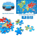 Jumbo Floor Puzzle for Kids,World Map Jigsaw Geography Puzzles,48 Piece Globe Atlas Puzzle with Continents,United States Puzzle for Ages 3-5,Preschool Learning Toys Gift for 4-8 Years Old by TinyTreasures Baby Boutique