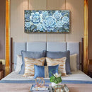 Large Blue Wall Art Decor Modern Framed Wall Picture for Living Room Bedroom Office Decor Floral Canvas Art Prints Botanical Wall Picture Abstract Peony Flower Horizontal Artwork Ready to Hang 48x24 by CozyNest Decor