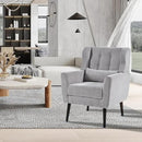Accent Chair Set of 2, Upholstered Armchair with Pillow, Fabric Single Sofa Chair with Lounge Seat and Wood Legs Accent Chair for Living Room Small Spaces (Grey, Set of 2) by CozyNest Decor