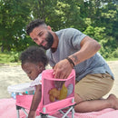 Bright Starts Pop 'N Sit Portable Booster, Indoor/Outdoor Use, Floor Seat with Feeding Tray, Pink, 6 Mos - 3 Yrs by TinyTreasures Baby Boutique