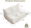 Bean Bag Chair, Oversized Loveseat Fireside Chair for Adults, 2 Seater with Memory Foam Filled, Lazy Sofa Lounge Floor Sofa for Living Room, Bedroom, Office, No Assembly Required. (Beige) by CozyNest Decor