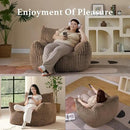 Giant Plush Bean Bag Chair for Adults with Armrests - Oversized Comfy Khaki Beanbag Lounge Lazy Floor Sofa Chair for Living Room, Bedroom & Dorm, Cozy Fluffy Single Cloud Mini Couch by CozyNest Decor